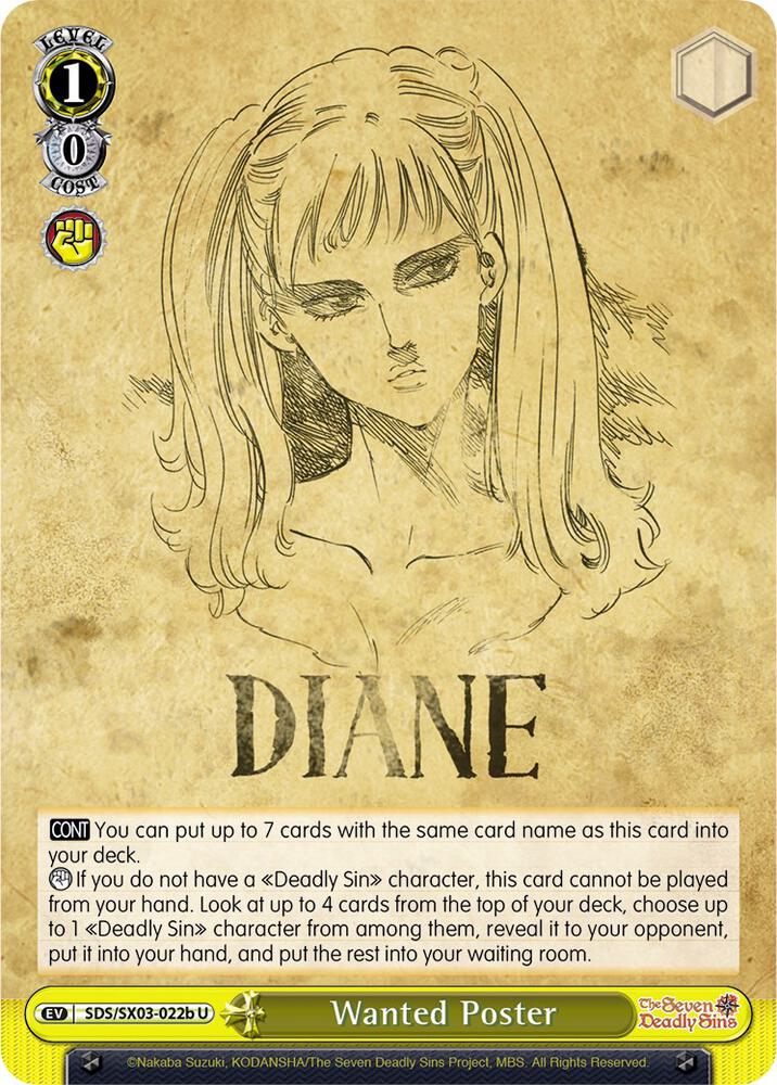 Wanted Poster B SDS/SX03-022b U The Seven Deadly Sins Card