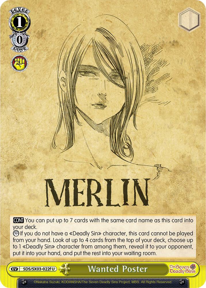 Wanted Poster F SDS/SX03-022f U The Seven Deadly Sins Card