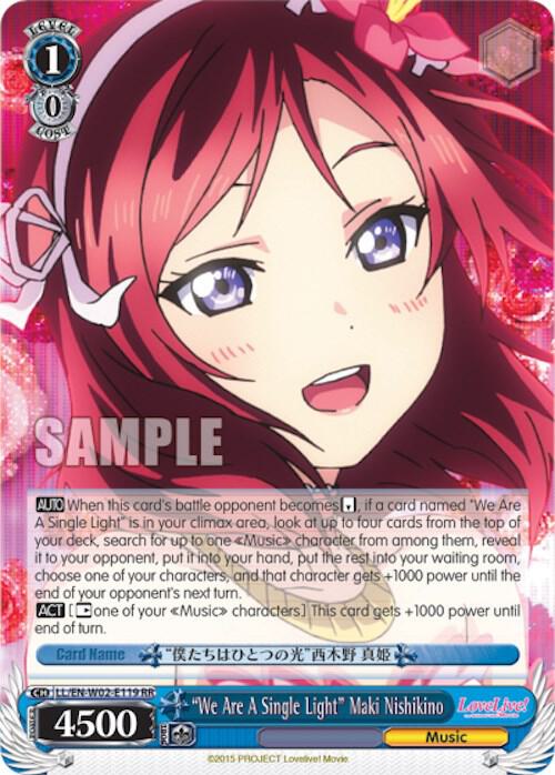 We Are A Single Light Maki Nishikino LL/EN-W02-E119 RR Love Live! DX Vol.2 Card