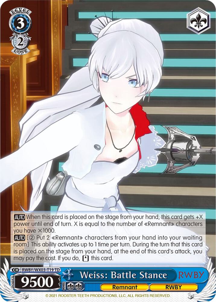 Weiss Battle Stance RWBY/WX03-T19 TD RWBY Card