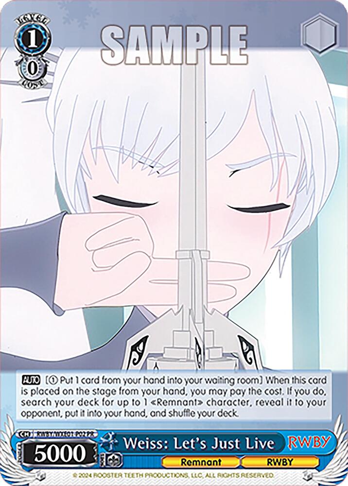 Weiss Lets Just Live RWBY/WXE01-P02 PR RWBY Premium Booster Card