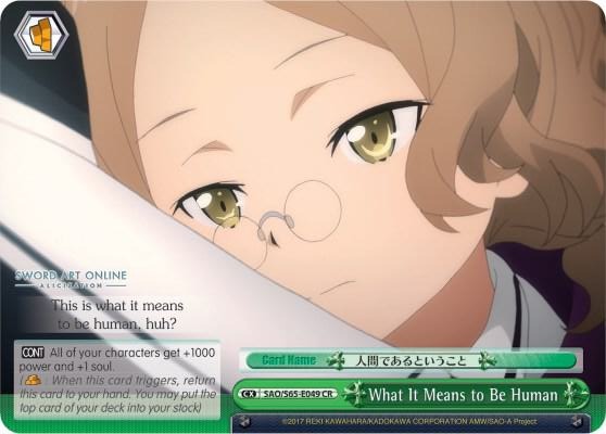 What It Means to Be Human SAO/S65-E049 CR Sword Art Online -Alicization- Card
