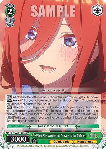What She Wanted to Convey Miku Nakano SR 5HY/W101-E034S SR The Quintessential Quintuplets Movie Card