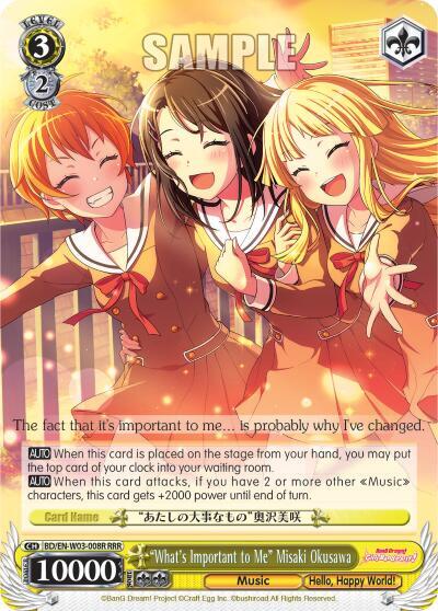 Whats Important to Me Misaki Okusawa RRR BD/EN-W03-008R RRR BanG Dream! Girls Band Party! MULTI LIVE Card