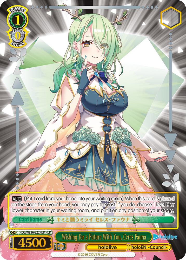 Wishing for a Future With You Ceres Fauna HLP HOL/WE36-E22HLP HLP hololive production Premium Booster Card