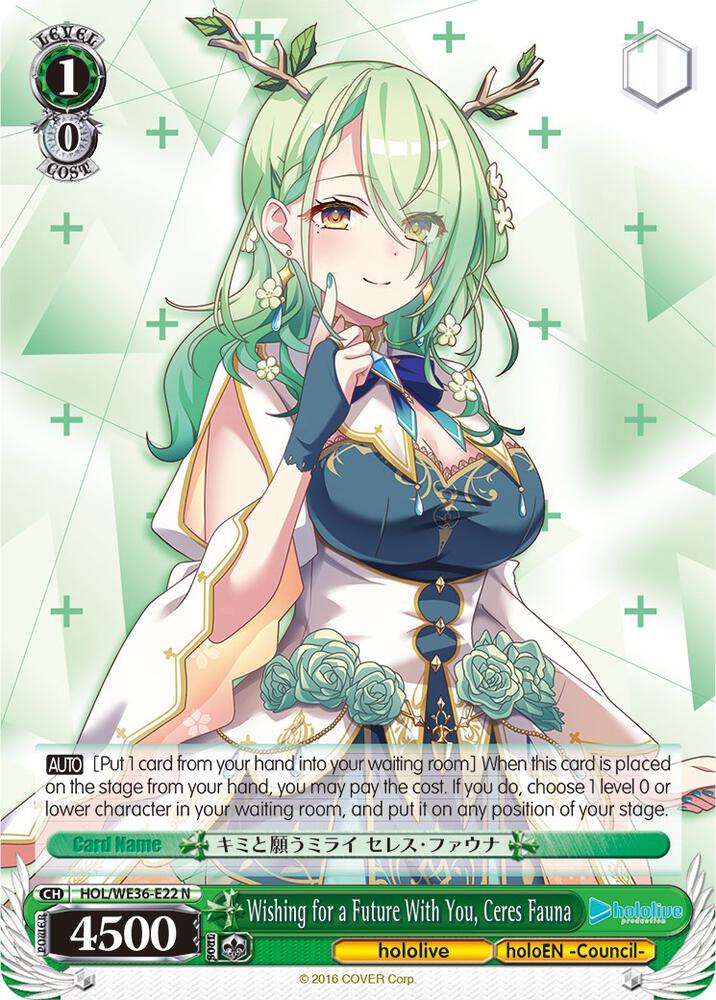 Wishing for a Future With You Ceres Fauna HOL/WE36-E22 N hololive production Premium Booster Card