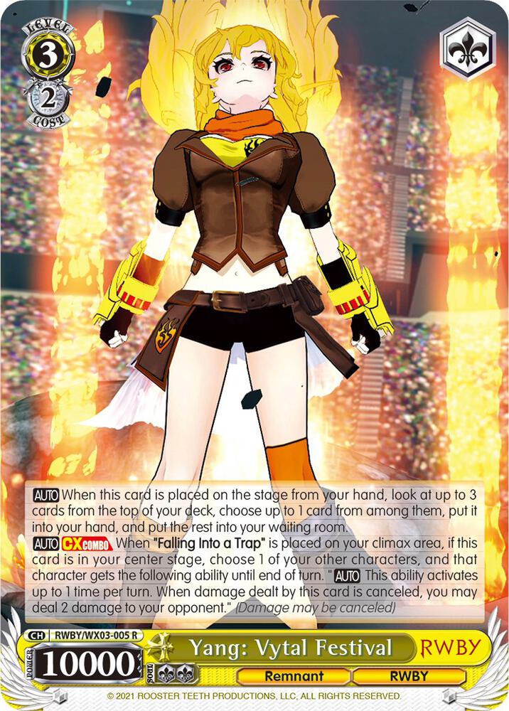 Yang Vytal Festival RWBY/WX03-005 R RWBY Card