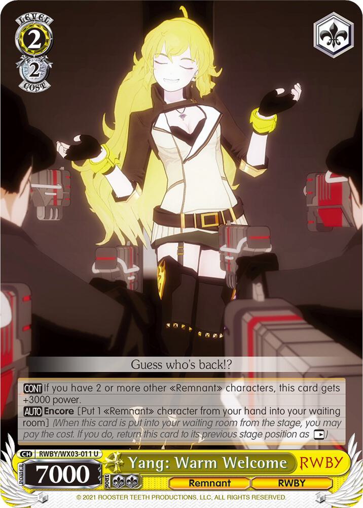 Yang Warm Welcome RWBY/WX03-011 U RWBY Card