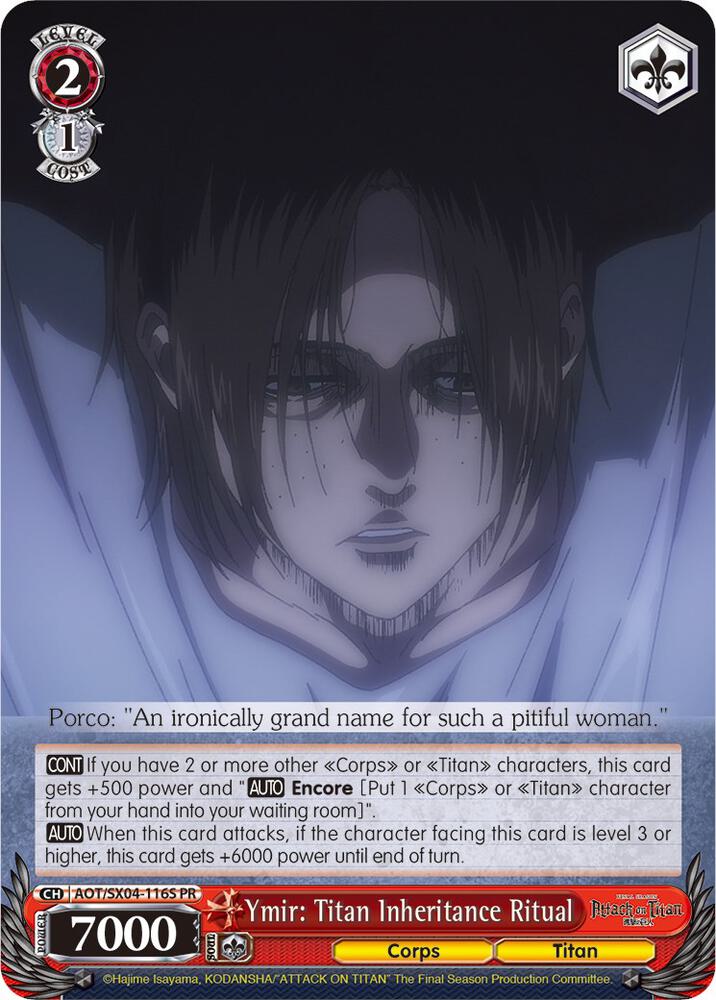 Ymir Titan Inheritance Ritual Foil AOT/SX04-116S PR Attack On Titan: Final Season Card