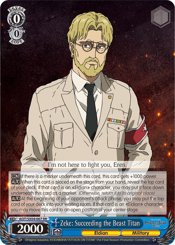 Zeke Succeeding the Beast Titan AOT/SX04-067 RR Attack On Titan: Final Season Card