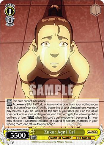 Zuko Agni Kai ATLA/WX04-T04 TD Avatar: The Last Airbender Card