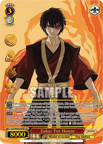 Zuko For Honor SEC ATLA/WX04-049SEC SEC Avatar: The Last Airbender Card