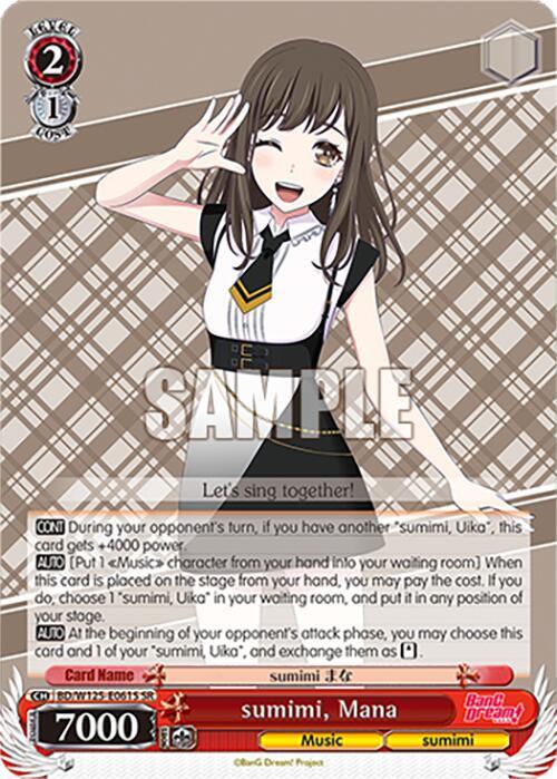 sumimi Mana SR BD/W125-E061S SR MyGO!!!!! x Ave Mujica Card