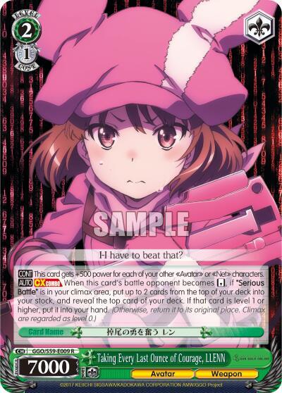 Taking Every Last Ounce of Courage LLENN GGO/S59-E009 R SAO Alternative–Gun Gale Online Card