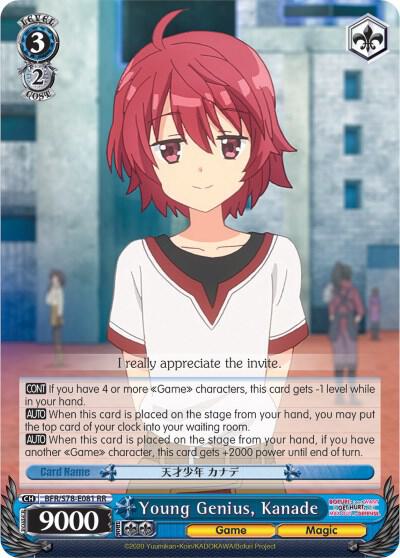 Young Genius Kanade BFR/S78-E081 RR BOFURI: I Don't Want to Get Hurt, so I'll Max Out My Defense Card