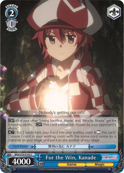 For the Win Kanade BFR/S78-E103 C BOFURI: I Don't Want to Get Hurt, so I'll Max Out My Defense Card