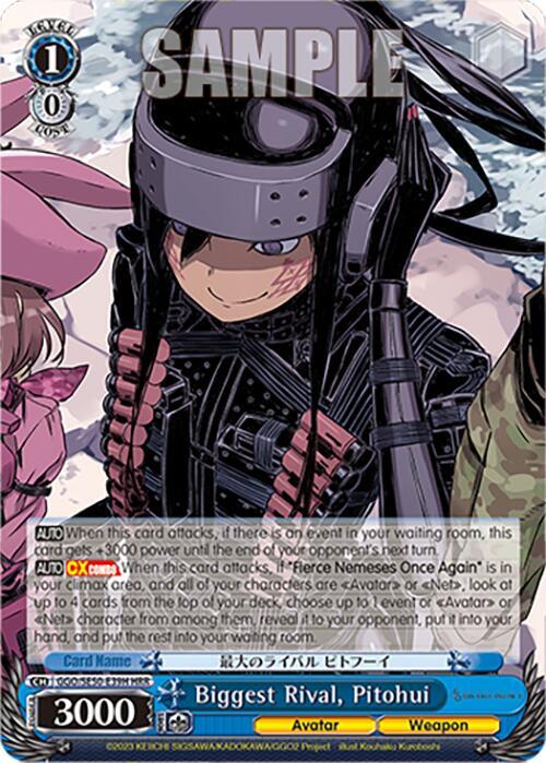 Biggest Rival Pitohui HR GGO/SE50-E39H Holo Rare SAO Alternative–Gun Gale Online–2 Premium Booster Card