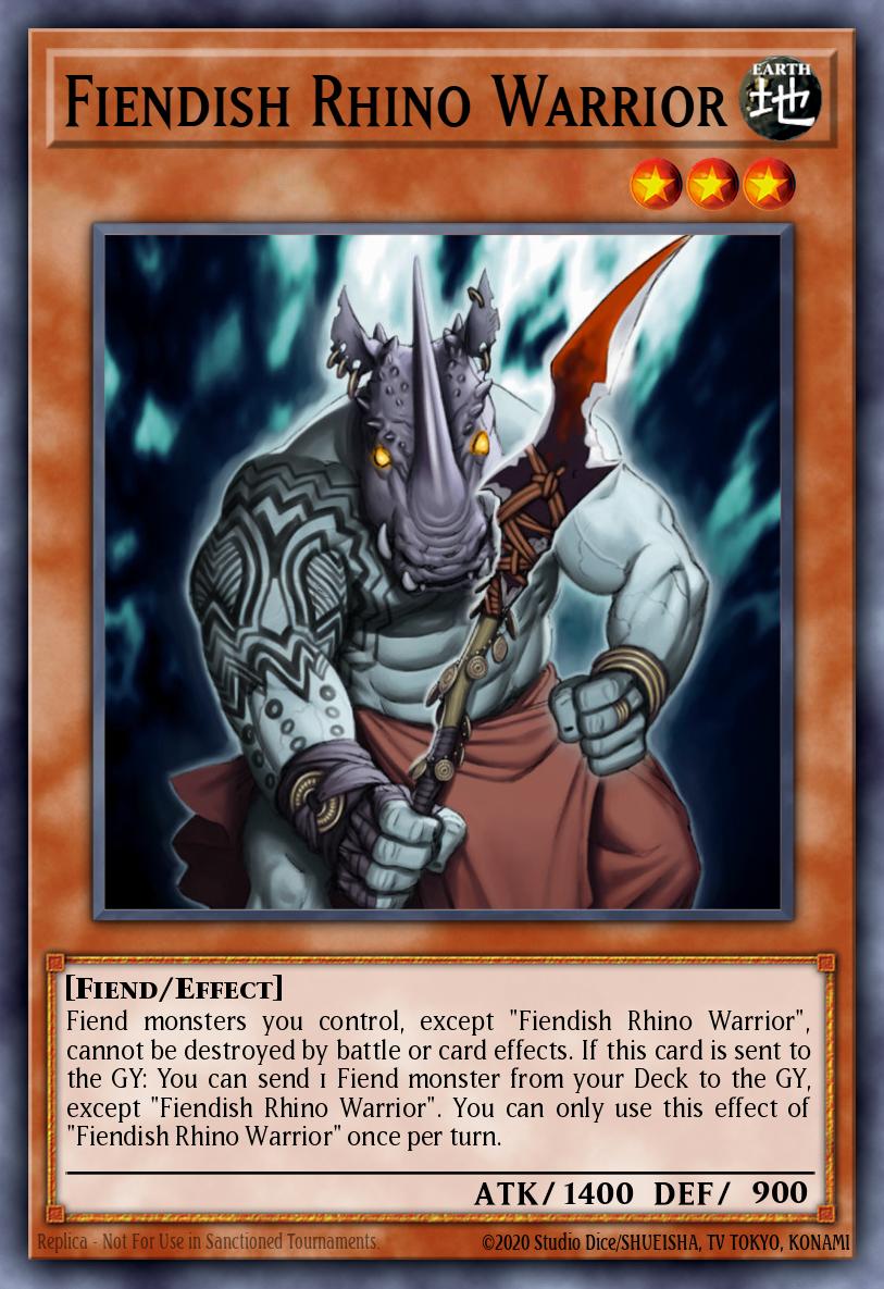 Fiendish Rhino Warrior Rare BOSH-EN091 Breakers of Shadow Yugioh card