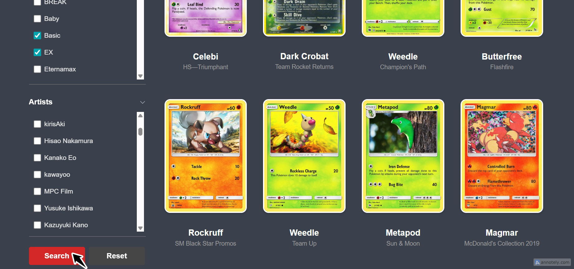 How to View All Pokemon Cards by Evolution Stage — step 3