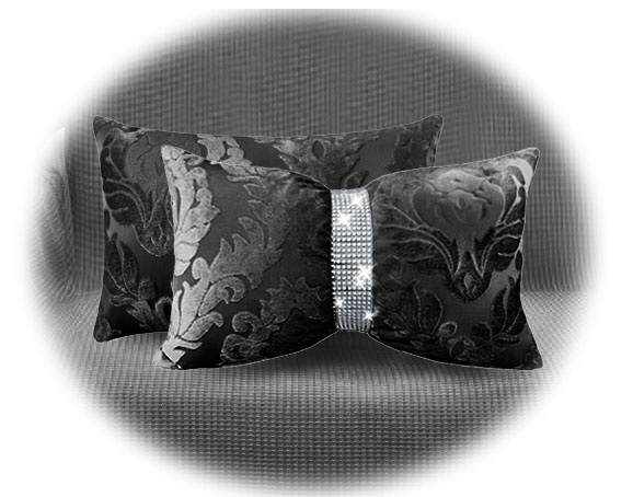 silver grey black crushed velvet cushions