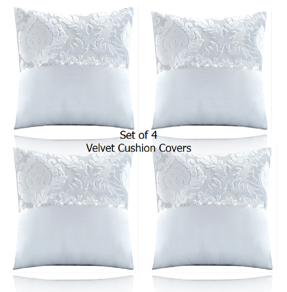 silver crushed velvet cushions