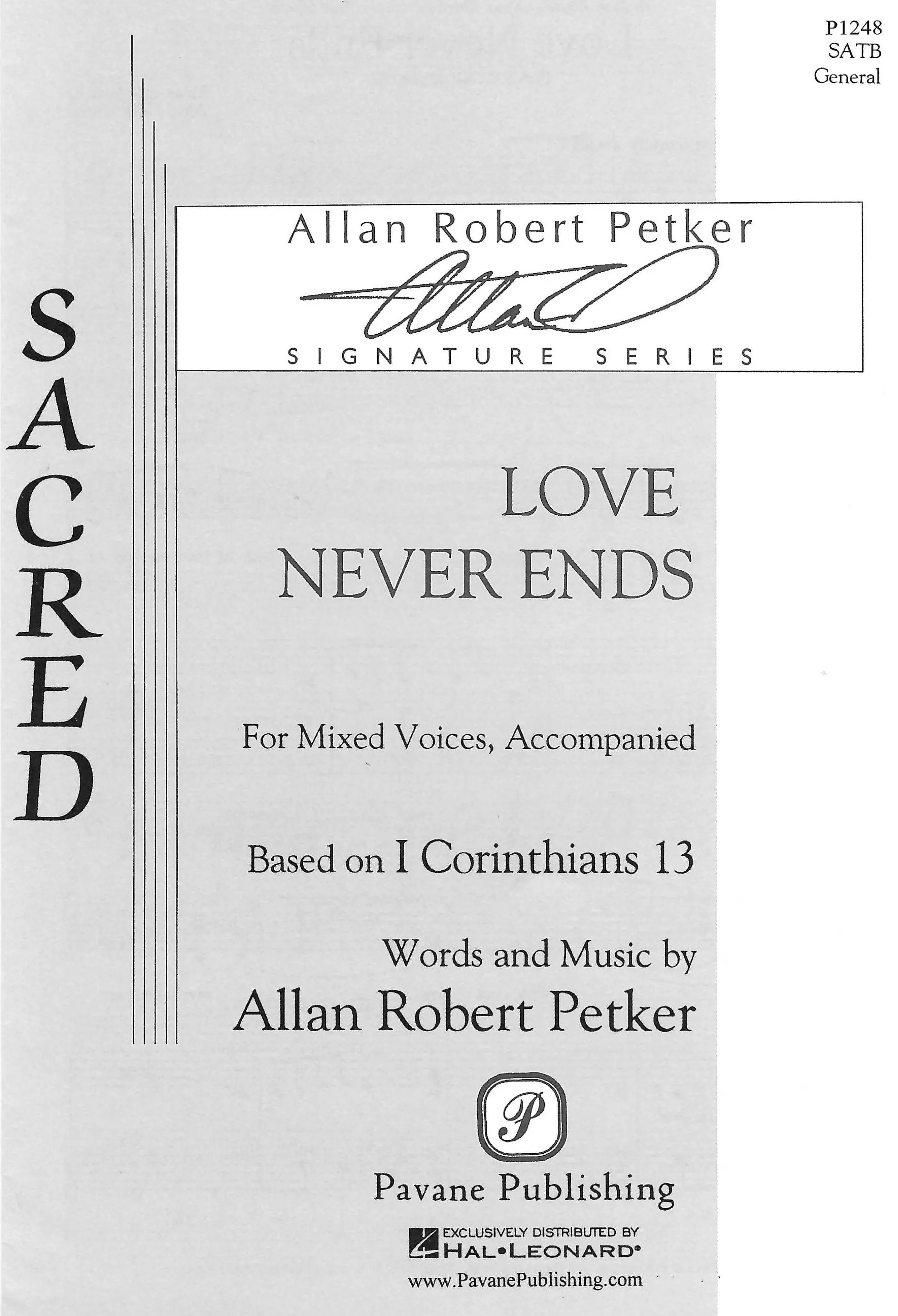 Love Never Ends Satb Choral Score Pavane Publishing