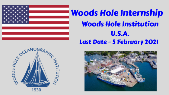 Woods Hole Internship at Woods Hole Oceanographic Institution, U.S.A.