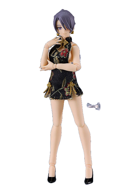 figma Female Body (Mika) with Mini Skirt Chinese Dress Outfit (Black)