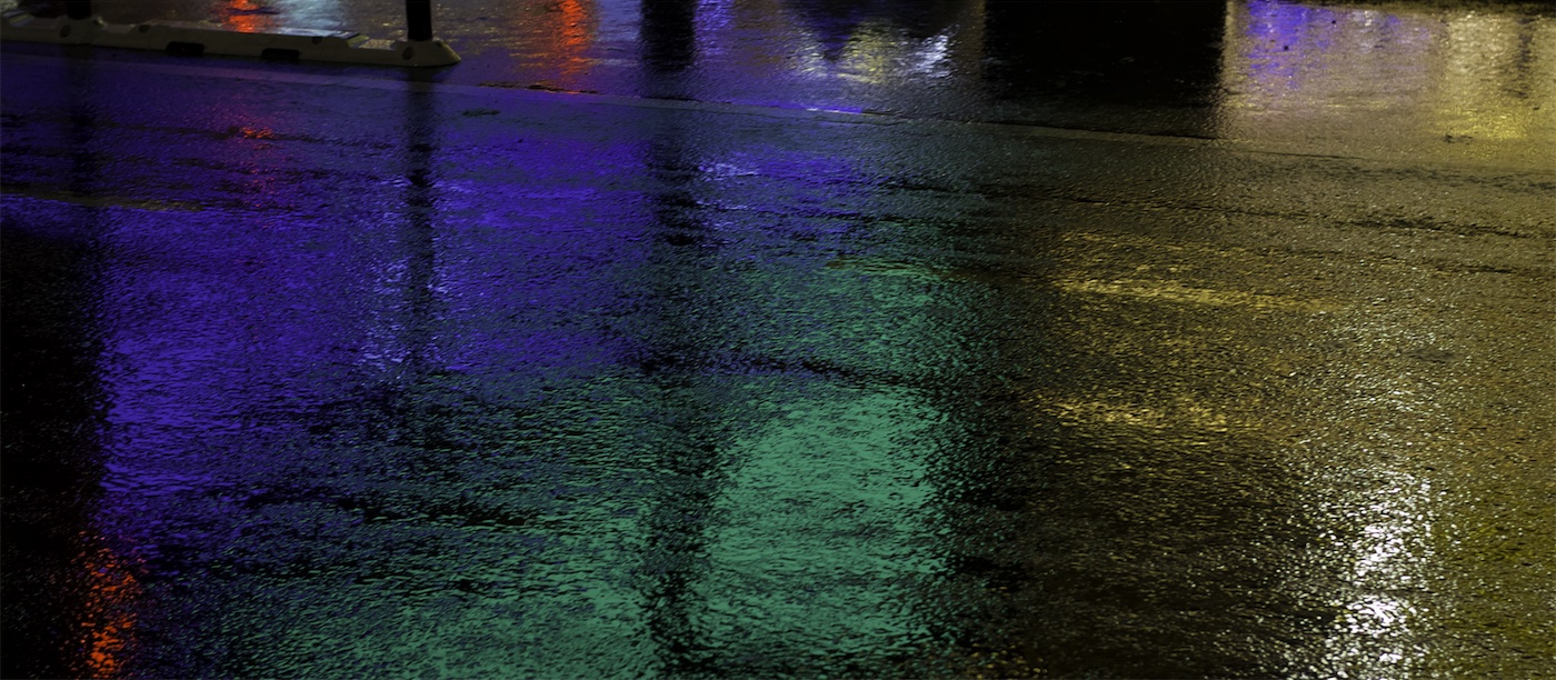 Moody street scene at night