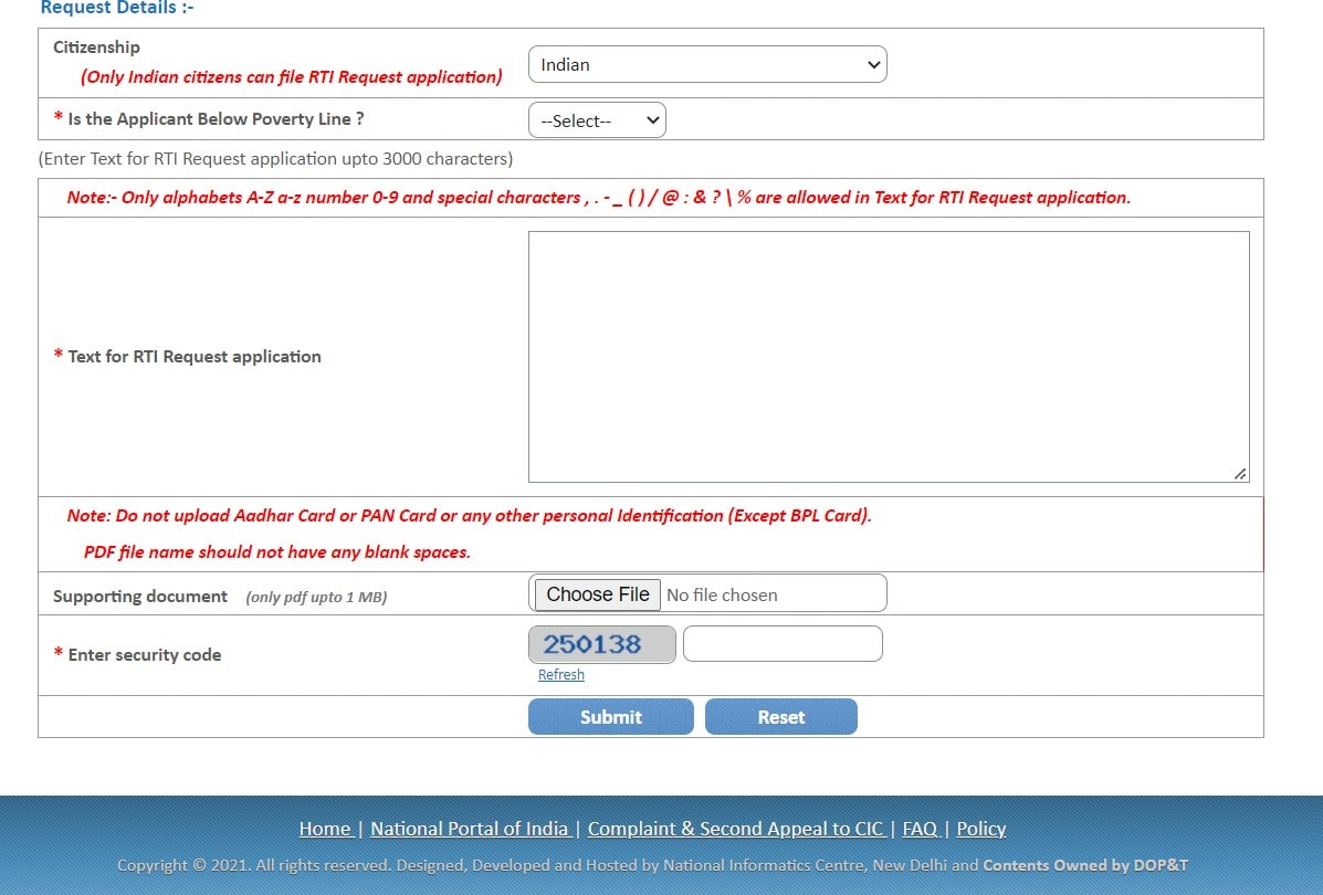 RTI filing online 3