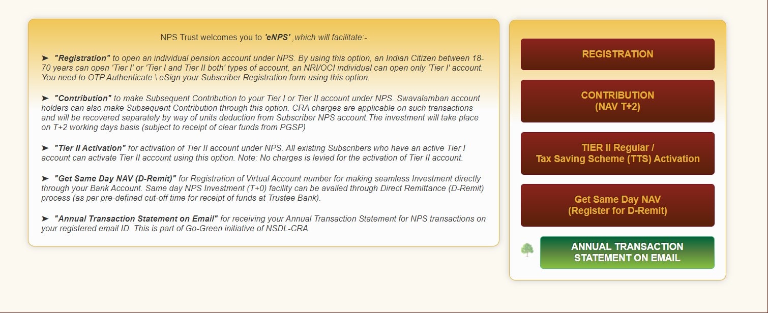 Process For Online Opening Of An NPS Account Using Aadhaar  And Establishing eKYC For The eNPS Stage