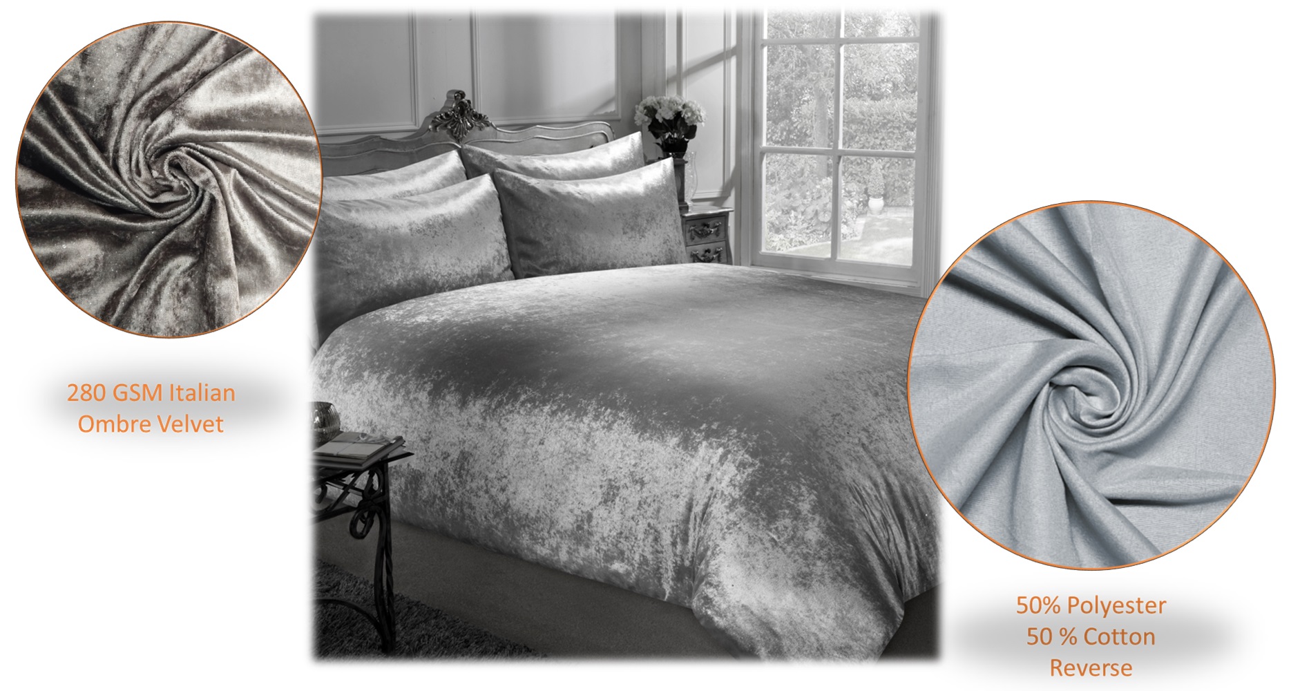 ombre crushed velvet double duvet set crushed velvet cushions
