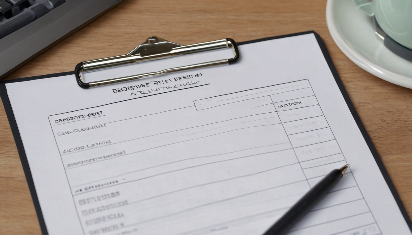 A clipboard with a document form partially filled out; a pen is resting on the bottom right corner of the form, crucial for consumer debt recovery.