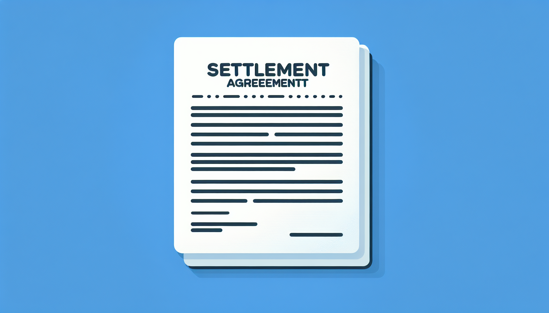 Illustration of a settlement agreement document on a blue background. The text is largely unreadable, with visible headings and paragraphs, for those dealing with United Collection Bureau debt recovery.