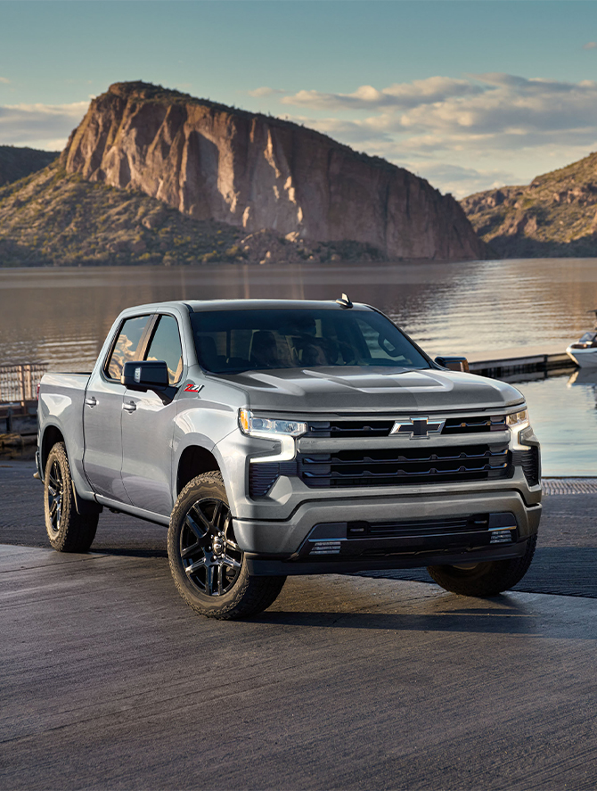 2026 Chevrolet Silverado 1500 at Delaney Chevrolet of Greensburg | Close up of a parked 2026 Silverado in the color silver 2026 Chevrolet Silverado 1500 at Delaney Chevrolet of Greensburg | Close up of a parked 2026 Silverado in the color silver
