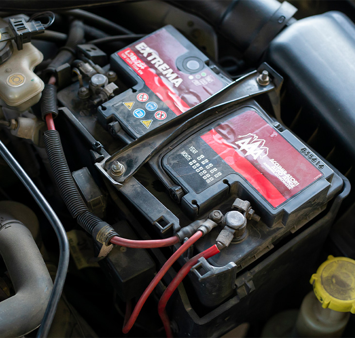 Everything You Need to Know about Your Car Battery at Delaney Chevrolet of Indiana | Close up of car battery 