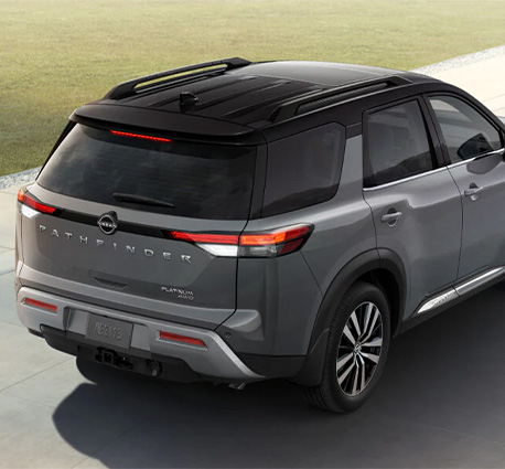 2025 Nissan Pathfinder at Delaney Nissan of Greensburg | Dark grey color 2025 Nissan pathfinder driving in reverse