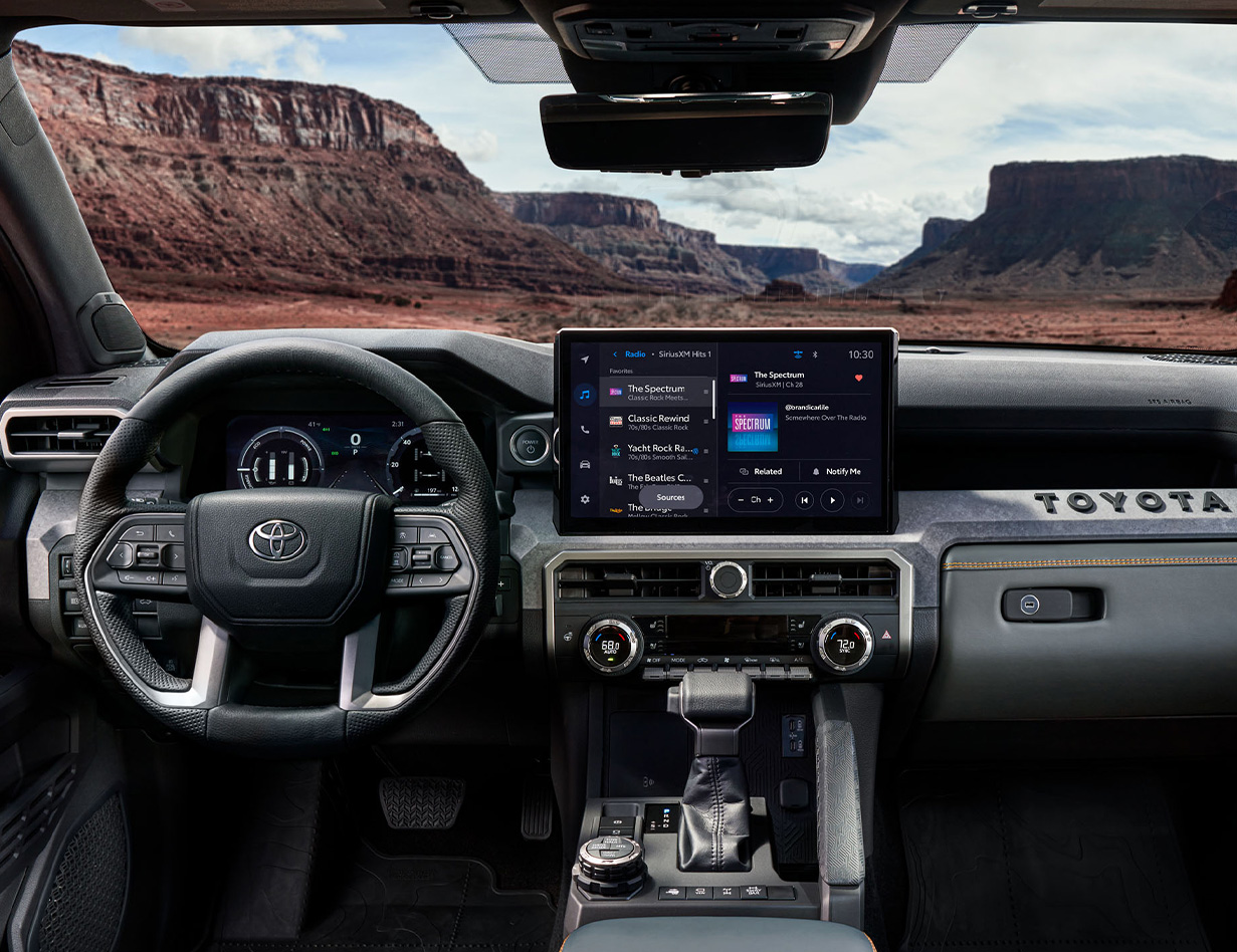 2025 Toyota Tacoma at Delaney Toyota of DuBois in DuBois, PA | Interior of a 2025 Toyota Tacoma with black leather