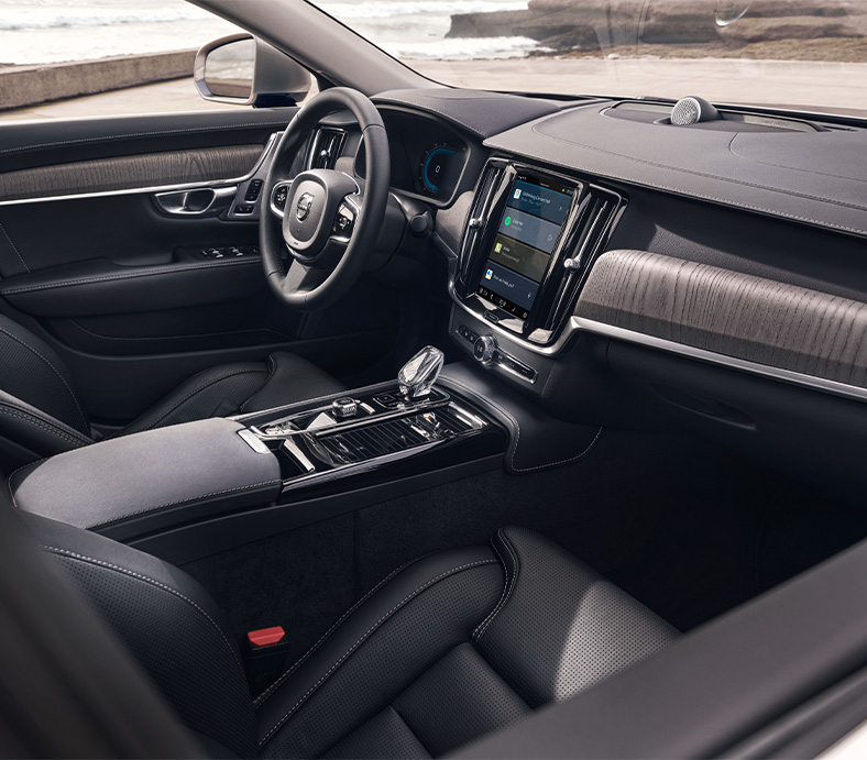 2025 Volvo S90 | interior of a 2025 Volvo S90 with black finishes