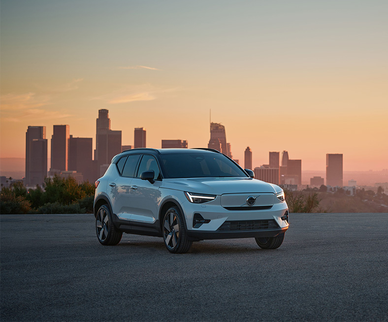 2026 Volvo XC40 | White 2026 Volvo XC40 parked during sunset