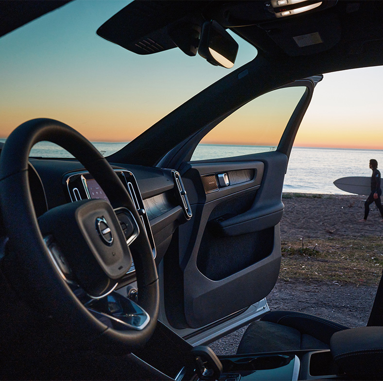 2026 Volvo XC40 | Interior of a 2026 Volvo XC40 with the passenger side door open