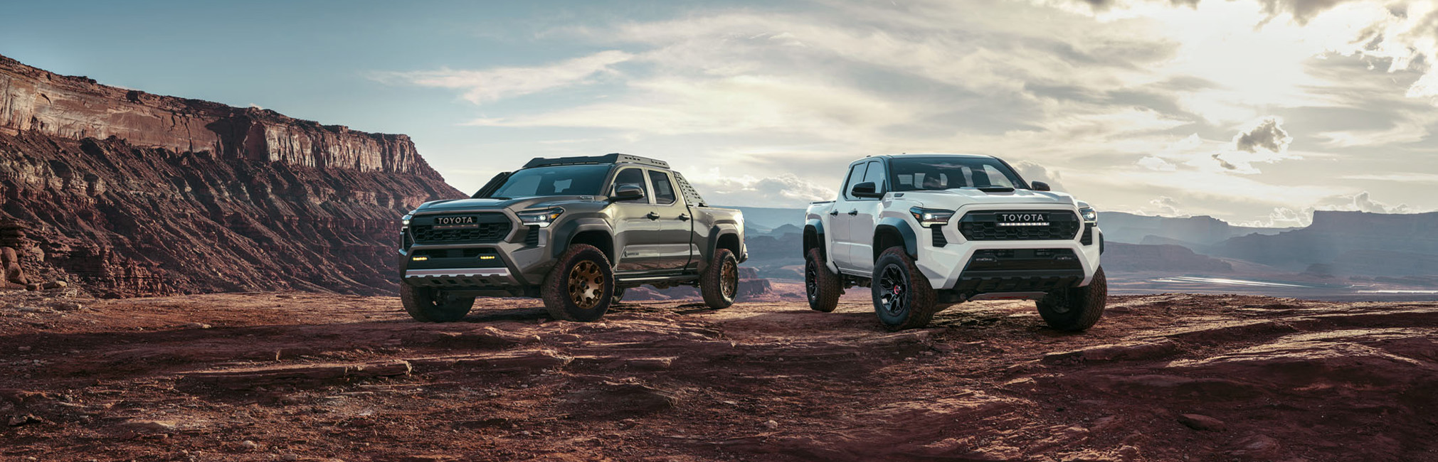2026 Toyota Tacoma at CMA's Toyota of Martinsburg in Martinsburg, WV | Two new 2026 Toyota Tacoma's parked back to back on top of a hill