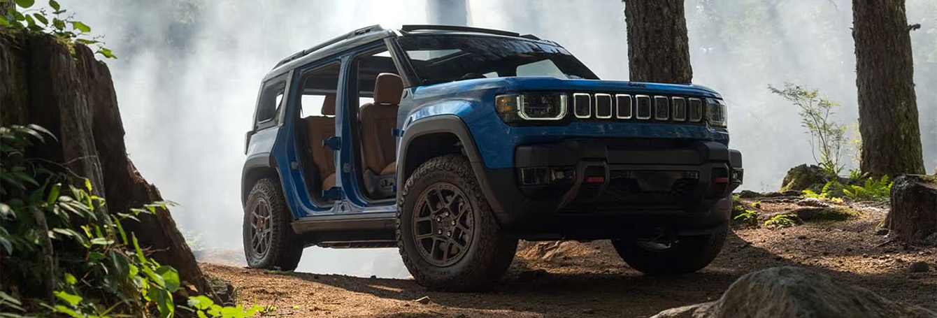 2026 Jeep Recon at Delaney CDJR of DuBois | Blue 2026 Jeep Recon with the doors removed