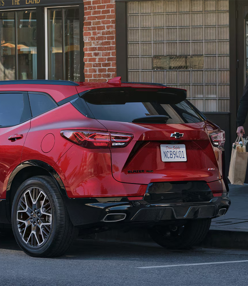 2026 Chevrolet Blazer at Delaney Chevrolet of Indiana | Rear profile of a 2026 Blazer in the color red