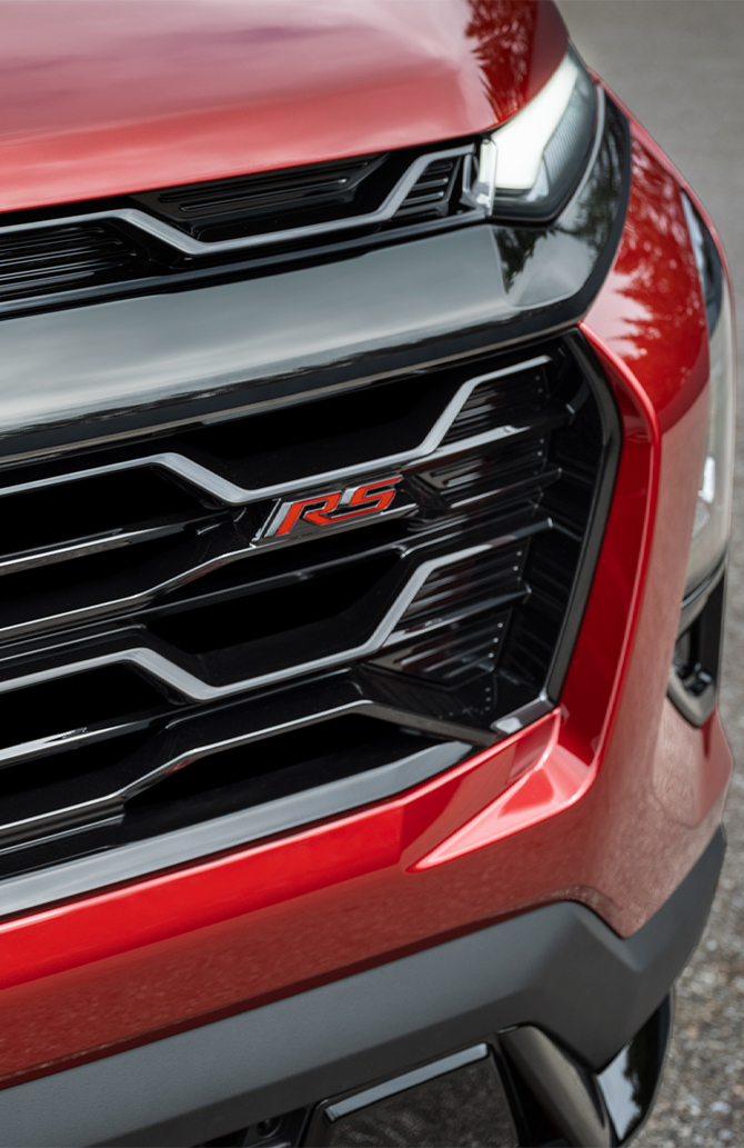2026 Chevrolet Equinox at Delaney Chevrolet of Indiana | Close up of the front RS badge of a 2026 Chevrolet Equinox