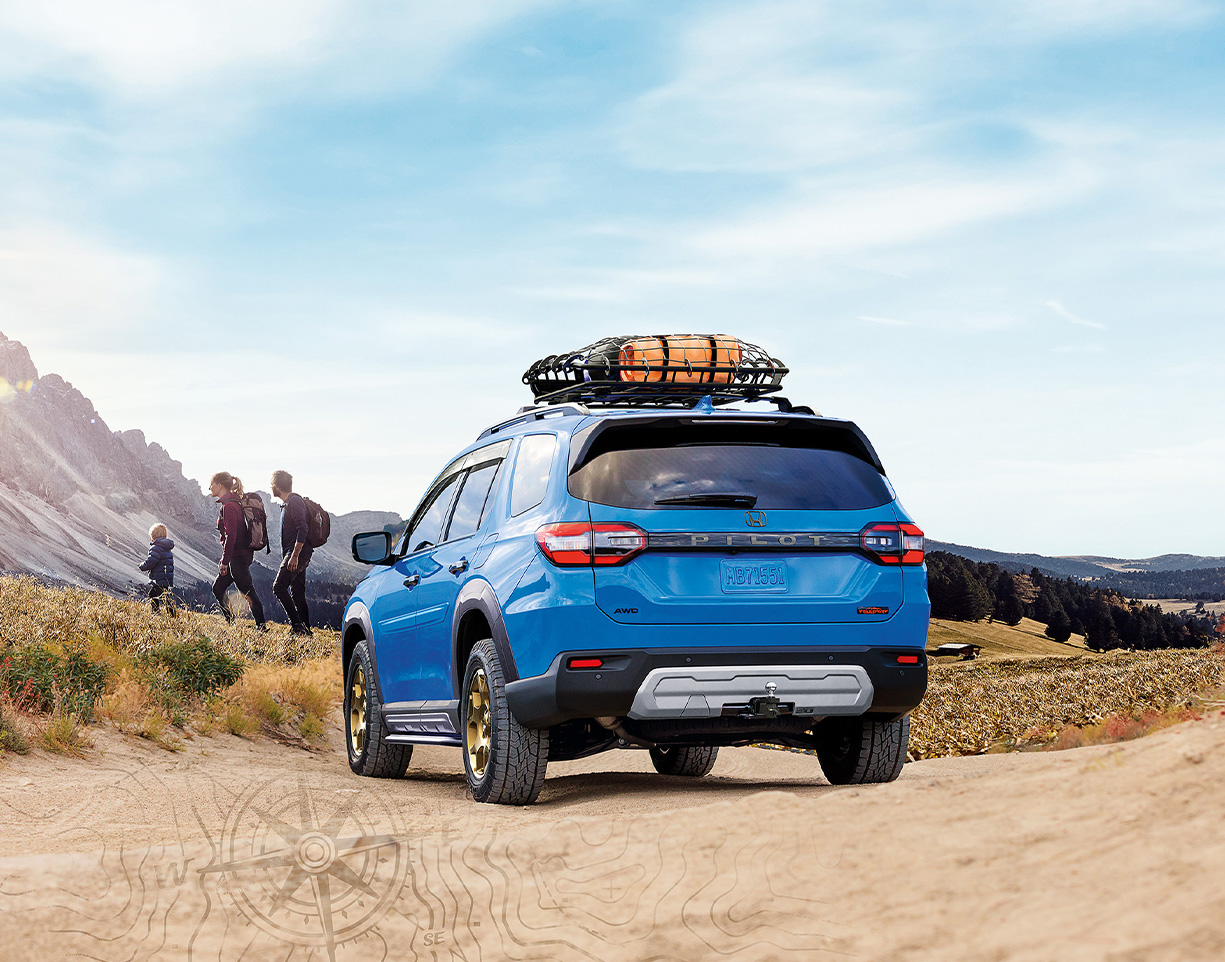 2026 Honda Pilot vs. 2026 Toyota Highlander vs. 2026 Hyundai Santa Fe comparison | Delaney Honda | Rear of a blue 2026 Honda Pilot 2026 Honda Pilot vs. 2026 Toyota Highlander vs. 2026 Hyundai Santa Fe comparison | Delaney Honda | Rear of a blue 2026 Honda Pilot