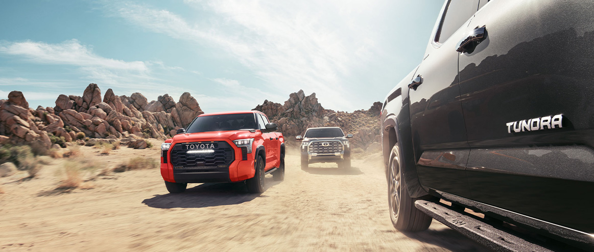 The New 2026 Toyota Tundra at Delaney Toyota of DuBois in DuBois, PA | 3 2026 Toyota Tundra's driving off-road The New 2026 Toyota Tundra at Delaney Toyota of DuBois in DuBois, PA | 3 2026 Toyota Tundra's driving off-road