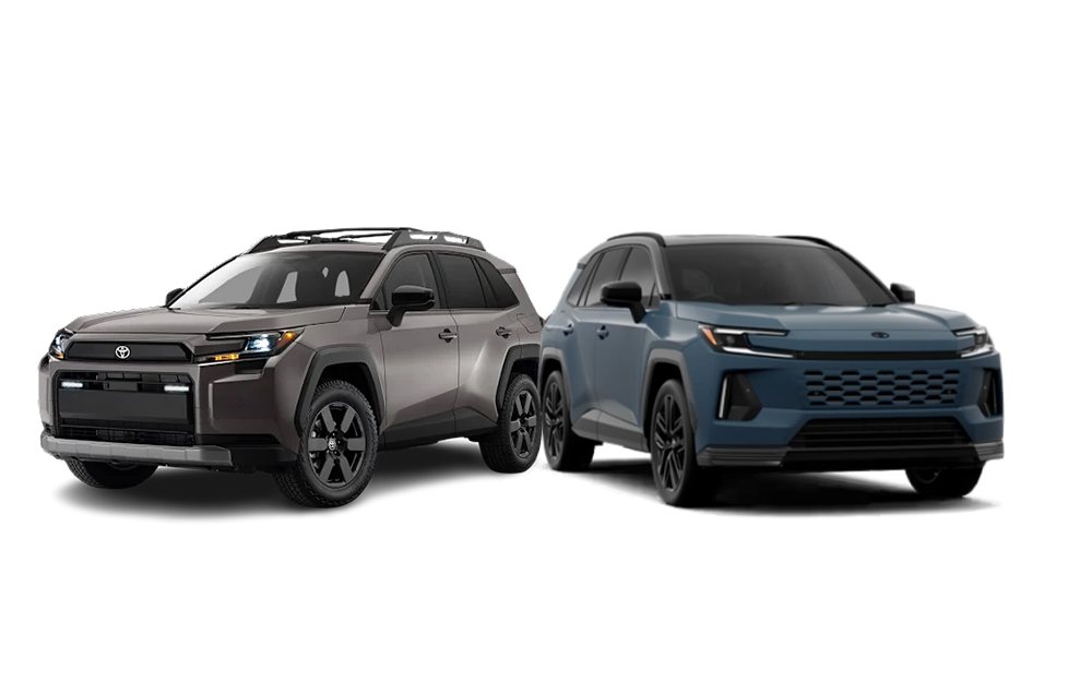 2026 Toyota RAV4 vs. 2026 Honda CR-V vs. 2026 Hyundai Tucson | Delaney Toyota of DuBois | Two 2026 Toyota RAV4's side by side in the color brown and blue 2026 Toyota RAV4 vs. 2026 Honda CR-V vs. 2026 Hyundai Tucson | Delaney Toyota of DuBois | Two 2026 Toyota RAV4's side by side in the color brown and blue