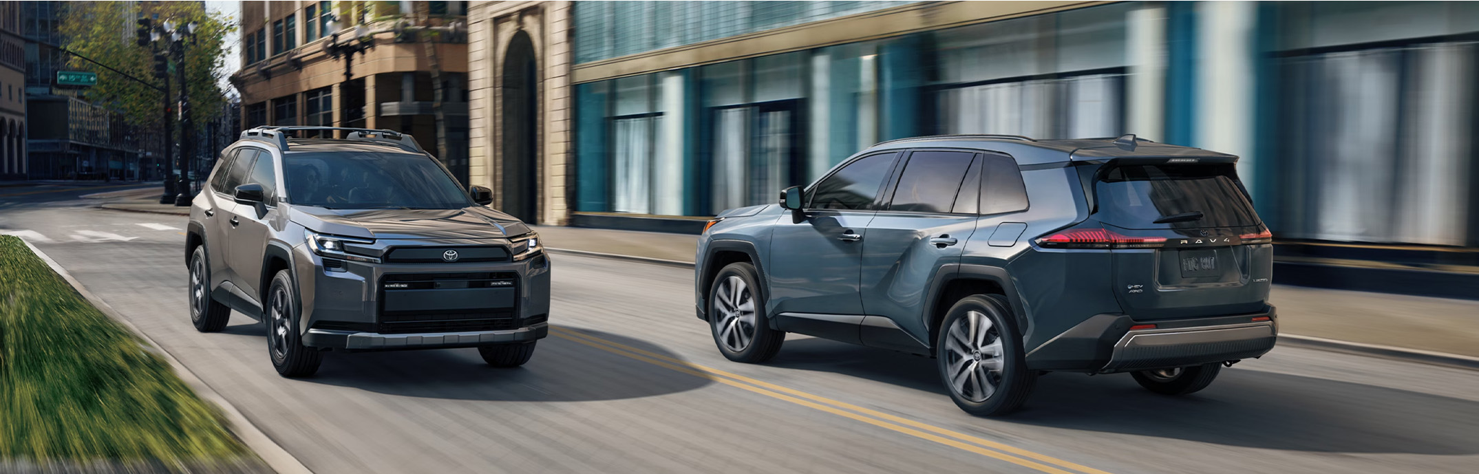 2026 Toyota RAV4 vs. 2026 Honda CR-V vs. 2026 Hyundai Tucson | Delaney Toyota of DuBois | Two 2026 RAV4's driving past one another on the street 2026 Toyota RAV4 vs. 2026 Honda CR-V vs. 2026 Hyundai Tucson | Delaney Toyota of DuBois | Two 2026 RAV4's driving past one another on the street