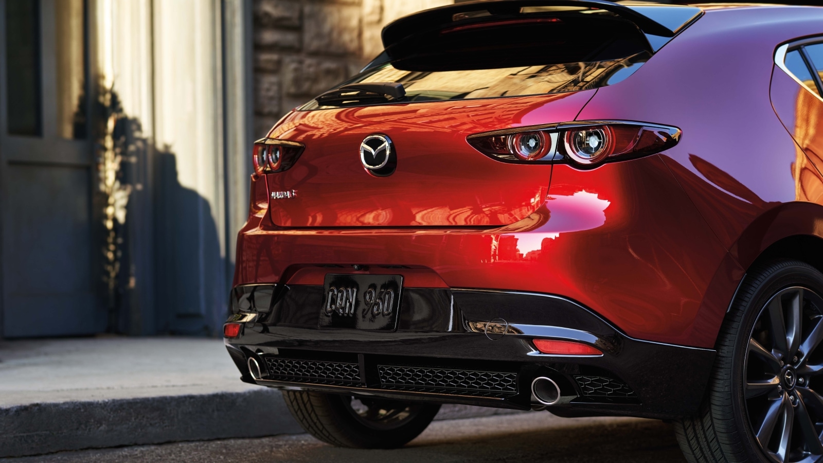 2026 Mazda3 at Lancaster Mazda | Rear taillights to a 2026 Mazda3 in the color red